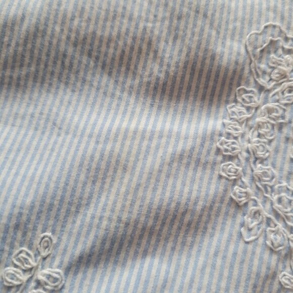 Gap Classic Fit Blue Striped Embroidered Long Sleeve Shirt L - Picture 4 of 6